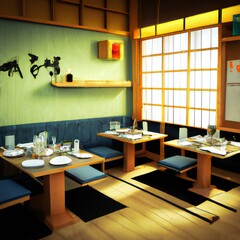 Traditional Japanese Restaurant Interior