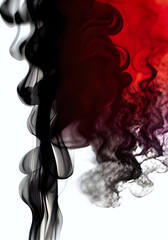 Digital illustration abstract background black red smoke on white