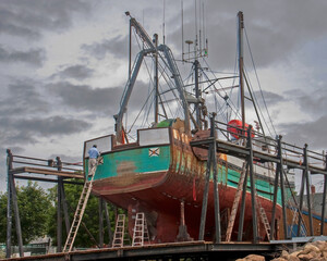 fishing boat under repair
