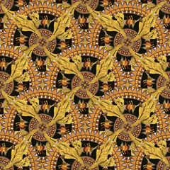abstract mandala seamless pattern in brown colors