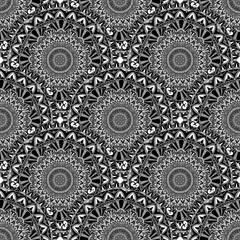 mandala seamless pattern with black and white textures