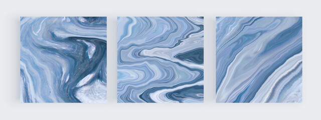 Blue liquid watercolor backgrounds for social media templates
