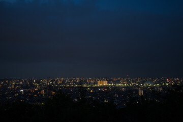日本の岡山県岡山市の魚見山の朝の景色
