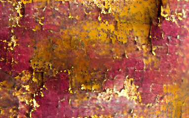 Digital illustration abstract background painted rusty texture with gold