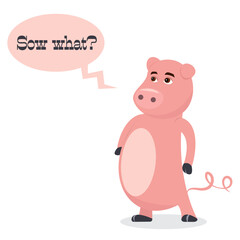 Obraz na płótnie Canvas Sow What cartoon pig character