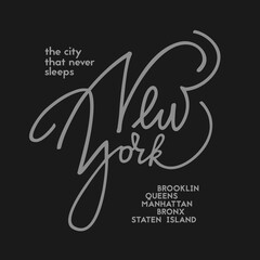 New York hand drawn lettering. Decorative vector text .