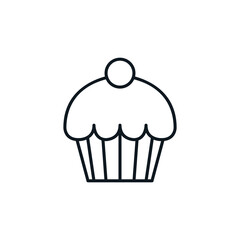Cupcake icon. Party, food and Christmas concept.
Can be used in social media, typographic and web design. Vector illustration isolated on white background.