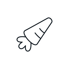 Carrot icon. Gardening, rural lifestyle, and nature concept. Can be used in social media, typographic and web design. Vector illustration isolated on white background.