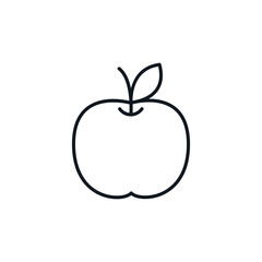 Apple icon. Gardening, rural lifestyle, and nature concept. Can be used in social media, typographic and web design. Vector illustration isolated on white background.