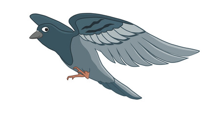 Cartoon of a cool pigeon flying