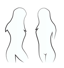 Illustration of two poses of a woman