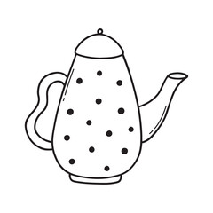 Hand drawn teapot doodle. Tea time in sketch style. Vector illustration isolated on white background