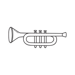 Hand drawn trumpet doodle. Musical instrument in sketch style. Vector illustration isolated on white background