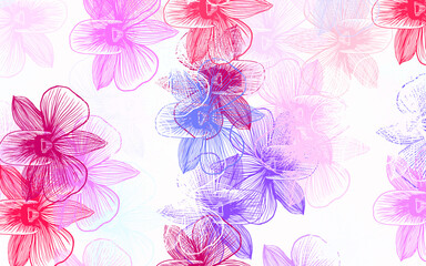 Light Blue, Red vector elegant pattern with flowers.