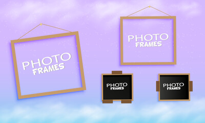 REALISTIC SQUARE PHOTO FRAME, with bright and elegant background color, great for photo printing, photo decoration