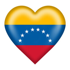 A Venezuela flag heart button 3d illustration isolated on white with clipping path