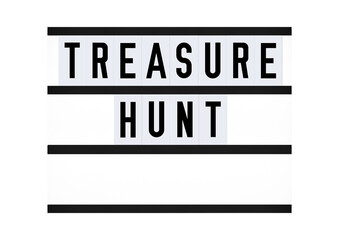 Treasure hunt journey sign on vintage retro board. Exploration 