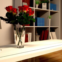 Bouquet of Roses on a Table