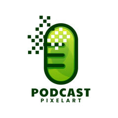 pixel art podcast logo design
