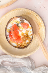 Yogurt with grapefruit, granola, chia and honey
