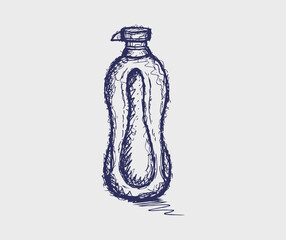 Vector Single doodle Small Plastic Bottle of Water, vector illustration