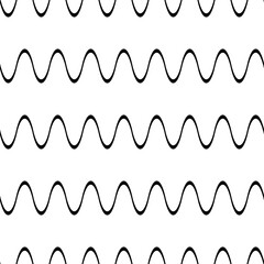 Naklejka premium Horizontal wavy lines, seamless pattern, geometric vector design 