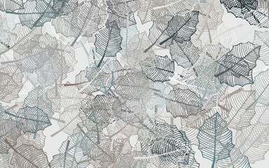 Dark Gray vector doodle template with leaves.