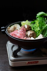 キジ肉のすき焼き