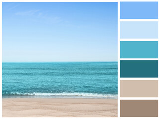Color palette appropriate to photo of calm sea on sunny day