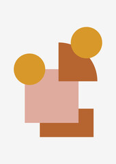 Boho modern minimalist abstract line art print with geometric shape