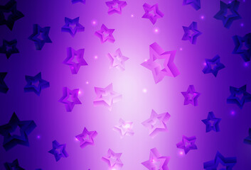 Light Purple, Pink vector pattern with christmas stars.