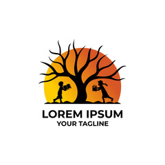 learning children logo vector design template