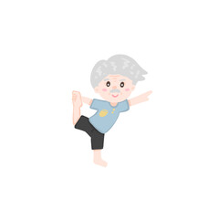 Senior man doing morning exercises, active and healthy lifestyle of retired people