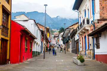 Fototapeta na wymiar colorful street of la candelaria district in bogota, colombia