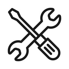 Repair tool line Icon. Screwdriver and Wrench illustration