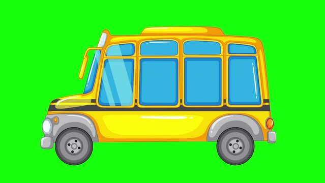 Yellow school bus with Green Screen Background.