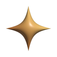 3d Rendering Star Icon on transparent background