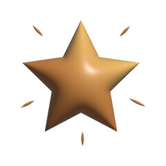 3d Rendering Star Icon on transparent background