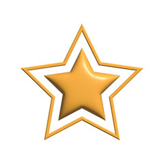 3d Rendering Star Icon on transparent background