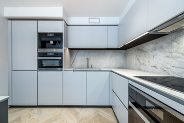 Fototapeta premium Luxury modern high tech furnished apartment in downtown of Montreal, Canada