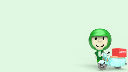 The driver and bike for delivery or transport concept 3d rendering