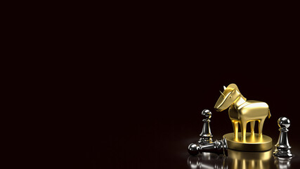 Fototapeta na wymiar The gold unicorn and chess for start up or business concept 3d rendering