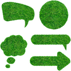Speech Bubble Green grass texture, isolated Clipping paths for design work empty free space