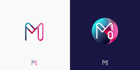 Letter M in futuristic, sophisticated and techy style. A simple but eye-catching logo, that is very suitable for technology companies such as cryptocurrencies, internet, computers, AI - obrazy, fototapety, plakaty