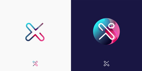 Letter X in futuristic, sophisticated and techy style. A simple but eye-catching logo, that is very suitable for technology companies such as cryptocurrencies, internet, computers, AI