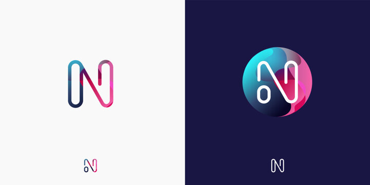 Letter N in futuristic, sophisticated and techy style. A simple but eye-catching logo, that is very suitable for technology companies such as cryptocurrencies, internet, computers, AI