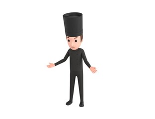 Chef In Black Uniform character Unhappy sad disappointed in 3d rendering.