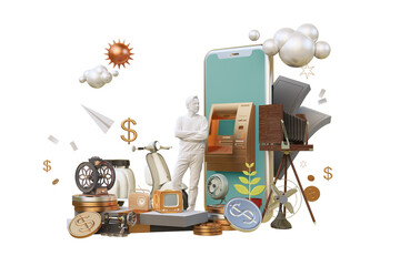 3d Business Finance on transparent background