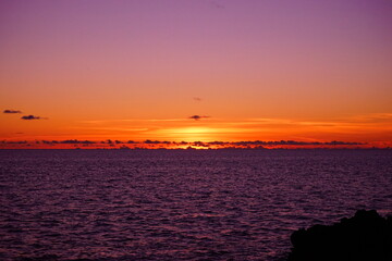 Beautiful Sun down, Sunset at Beach in Ishigaki-jima Island, Okinawa, Japan - 日本 沖縄 石垣島 琉球観音埼灯台 海 夕日