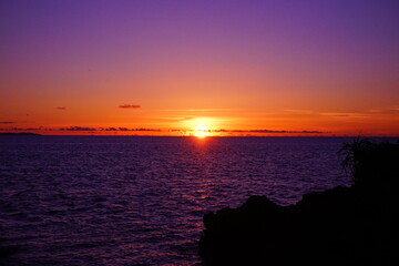 Beautiful Sun down, Sunset at Beach in Ishigaki-jima Island, Okinawa, Japan - 日本 沖縄 石垣島 琉球観音埼灯台 海 夕日